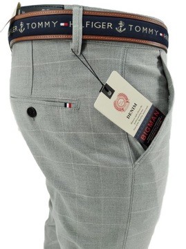 SPODNIE MĘSKIE ELEGANCKIE 24C KRATĘ W40 104-108 CM