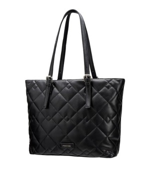 Torebka Damska Shopper Pikowana Duża Mieści A4 PUCCINI Czarna BK2231179D-1