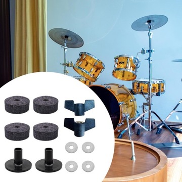 12 фетровых подставок для тарелок. Ударный инструмент с гайками. Серая тарелка.