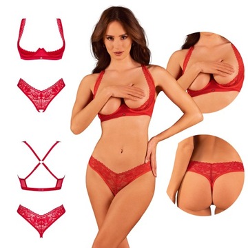 Bielizna erotyczna damska sex stanik majtki otwarte dziurka Obsessive XS/S
