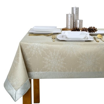 Obrus Świąteczny Mankiet 5 cm Beżowy S 140x280 cm