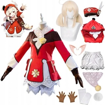Kostium Cosplay Anime Genshin Impact Klee Peruka
