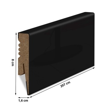 8 НАПОЛЬНАЯ ПЛАНКА ЧЕРНАЯ ГЛЯНЦЕВАЯ МДФ