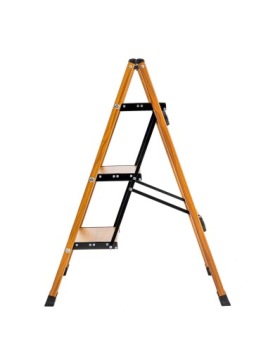 Алюминиевая бытовая складная лестница 3 ступени LEMAR wood Slim Space-X
