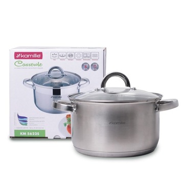 GARNEK STALOWY 5,1 L SZKLANA POKRYWA 22 CM