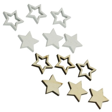 Drewniane gwiazdki ozdoby świąteczne do stroików zawieszki 12 szt. 3 cm