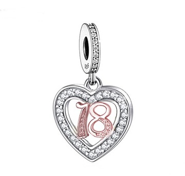 CHARMS ZAWIESZKA 18 URODZINY ROCZNICA SERCE ROSE