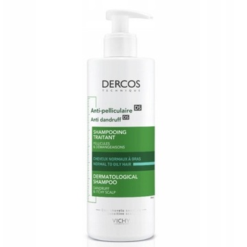 VICHY DERCOS Szampon Przeciwłupieżowy Do Włosów Tłustych Normalnych 390 ml