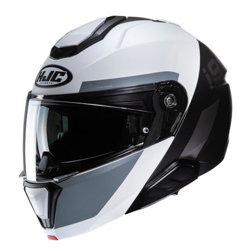 Szczękowy kask motocyklowy HJC i91 Bina szaro biały L Turystyczny Otwierany