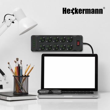 УДЛИНИТЕЛЬ ПИТАНИЯ 2500 Вт С QC3.0 6x USB