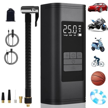 Elektryczna Pompka Rowerowa Piłka Materac Auto 6000mAh 120W
