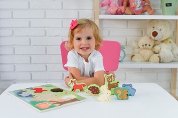 PUZZLE DREWNIANE 3D DOTYKOWE ZMYSŁOWE ZABAWKA ROZWOJOWA DLA MALUCHÓW 12m+