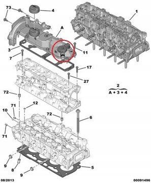 MEMBRÁNA KRYTU VENTILU CITROEN PEUGEOT 1.6 HDI 8V KPL