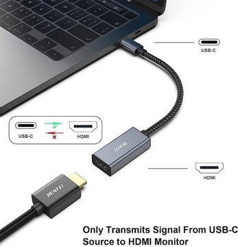 BENFEI ADAPTER USB C NA HDMI 4K SZARY