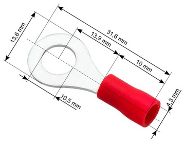 KONEKTOR OCZKOWY 10mm M10 IZOLOWANY 10 SZTUK