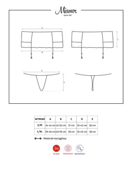 Пояс для чулок Obsessive и стринги Miamor S/M