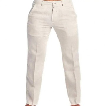 2023 Men's Stand Pocket Casual Linen Pants Solid W