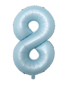 BALON FOLIOWY CYFRA 8 JASNY NIEBIESKI DUŻY XXL 100cm