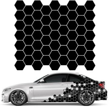NAKLEJKA Grafika na samochód auto PLASTER MIODU HEXAGON 59szt 6x7