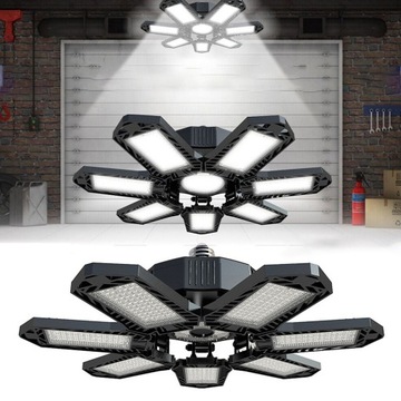 Lampa garażowa 32W z 7 regulowanymi panelami LED E27 360° oświetlenie