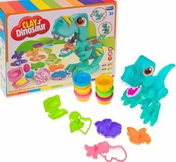 ZESTAW CIASTOLINA MASA PLASTYCZKA DINOZAUR NAKARM DINOZAURA + AKCESORIA