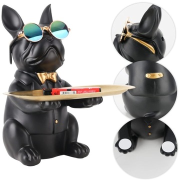 Nordic buldog francuski rzeźba figurka psa statua skarbonka z półką 23.5cm