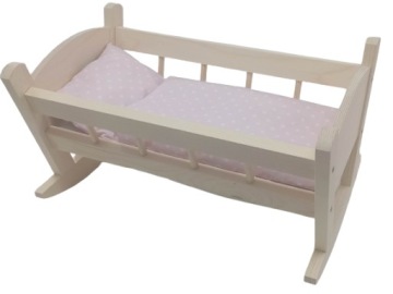 KOŁYSKA DREWNIANA dla lalek NIEMALOWANA + POŚCIEL