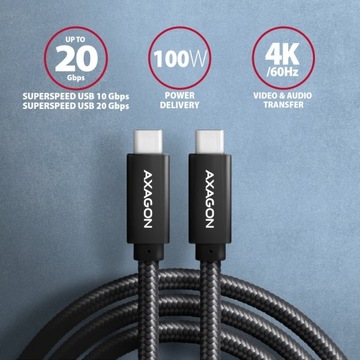 Кабель USB-C 3.2 Gen2 PD 100 Вт 5 А 4K в алюминиевой оплетке 1 м
