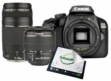 CANON EOS 4000D + 18-55 DC III + 75-300 DC III NOWY