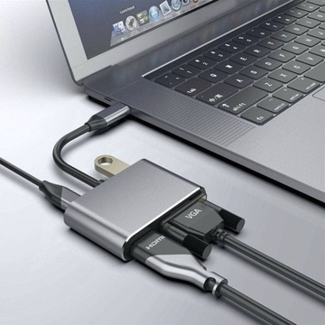 КОНЦЕНТР USB-C АДАПТЕР HDMI 4k VGA USB 3.0 PD