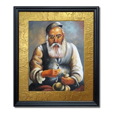 PORTRET ŻYDA Z PIENIĄŻKIEM ŻYD NA SZCZĘŚCIE OBRAZ