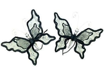 ЧЕРНАЯ БАБОЧКА 13 см БАБОЧКИ набор 2 шт КЛИПС