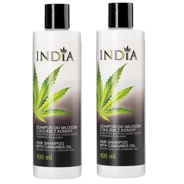 2x India szampon konopny, kolagen, D-panthenol, 400ml