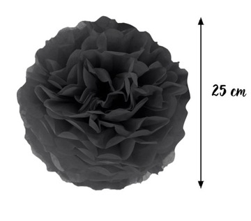 Pompon bibułowy czarny 25cm Halloween Sylwestra Studniówkę Kula