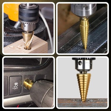 Сверла ступенчатые, 3 шт, сталь, набор, конические, 4-32 мм, по дереву, листовому металлу