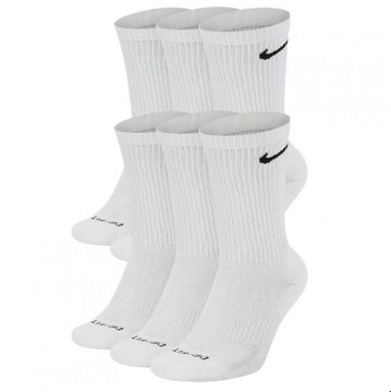 Nike białe skarpety wysokie bawełna DRI-FIT 6 par SX6897-100 M