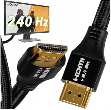 Kabel HDMI 2.1 8K 1,5m przewód w oplocie High Speed 4K UHD