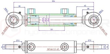 МАЛЫЙ ГИДРАВЛИЧЕСКИЙ ЦИЛИНДР 32/20 ХОД 150 мм