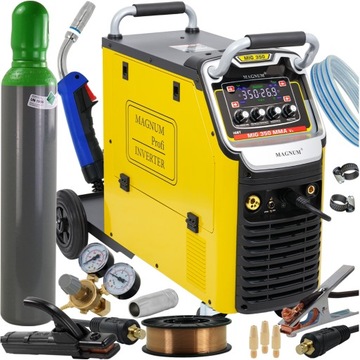 Spawarka inwerterowa MIG/MAG 350 MMA MAGNUM PÓŁAUTOMAT 400V 4ROLKI PODWOZIE