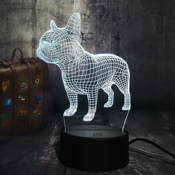 БУЛЬДОГ НОЧНАЯ ЛАМПА 3D СВЕТОДИОДНЫЕ ЦВЕТА ПУЛЬТ ДУ USB
