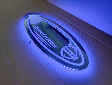 Volvo lustro LED , logo na tylną sciane, nad łóżko V03-BLUE