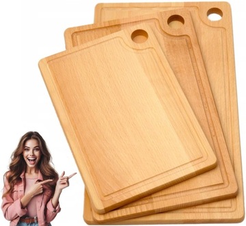 ZESTAW KOMPLET 3 DESEK DO KROJENIA + GRATIS ŁOPATKA DREWNIANA!