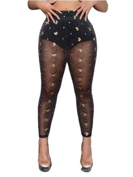 SHEIN PLUS SIZE LEGGINSY W SERCA BŁYSZCZĄCE 52 ŁKA