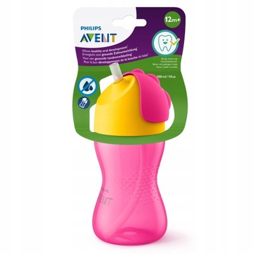Philips Avent Bidon dla dzieci kubek ze słomką 300ml 12m+ różowy SCF798/02
