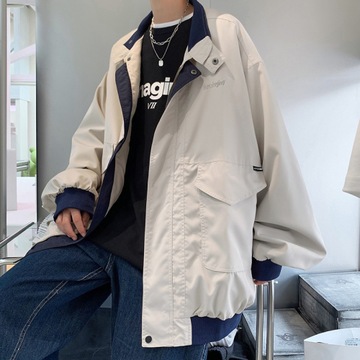 Jackets Men Stand Collar Retro Handsome Casual Bag