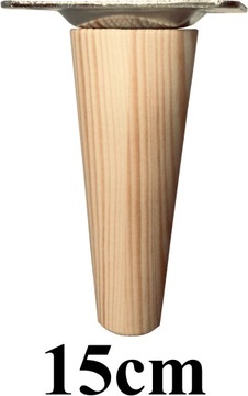 NOGI NÓŻKI drewniane zwężane 15cm + blacha
