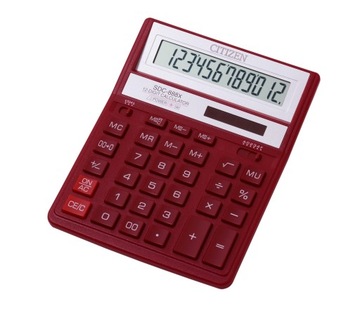 Citizen kalkulator SDC888XRD czerwony 12 cyfr marża procenty