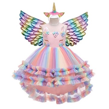 STRÓJ Sukienka UNICORN JEDNOROŻEC BAL 24H z PL