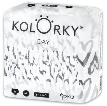Pieluszki Kolorky Day SERDUSZKA M 5-8kg 21 szt - naturalne, hipoalergiczne