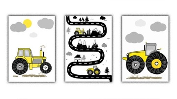 3 szt traktory metryczka traktor auto plakat a3